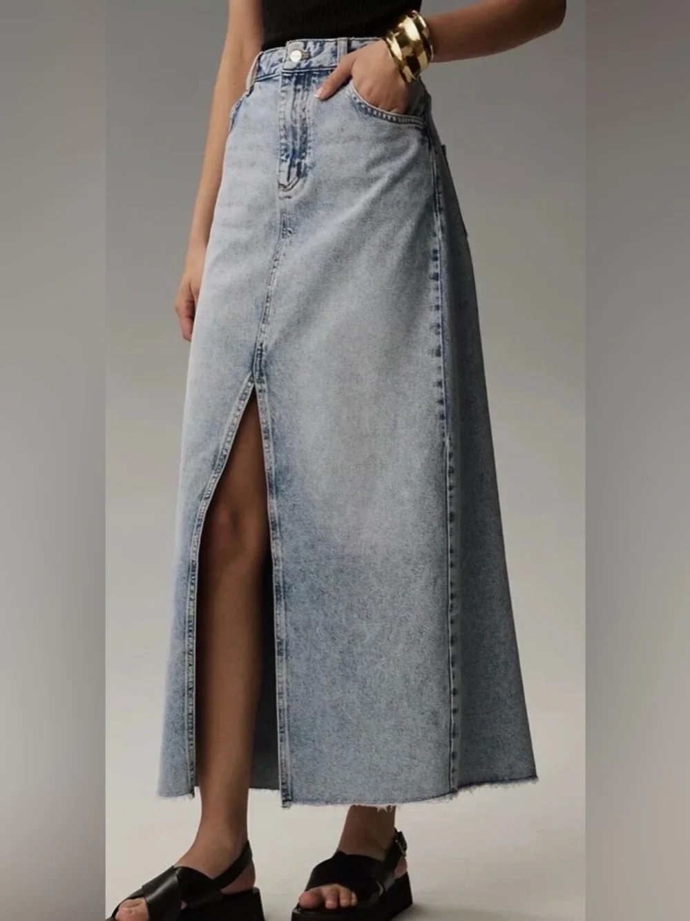 Pilcro Light Blue Denim Piece with Black Stitching Accent